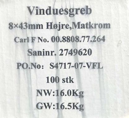 100 stk. Vinduesgreb 8x43mm H Mat - Billede 3