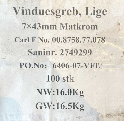 100 stk. vinduesgreb 7x43mm L mat - Billede 3